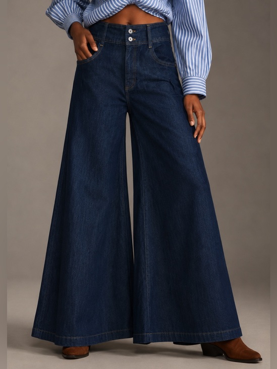 Pilcro Denim - Anthropologie Pilcro Dramazzo Ultra Wide-Leg Jeans Blue Size 29